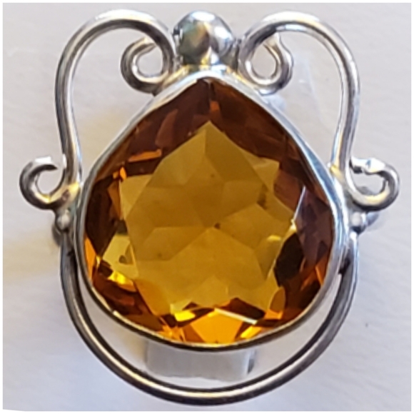 Genuine 10ct Citrine Art Ring Size 6.5 - Picture 1 of 7